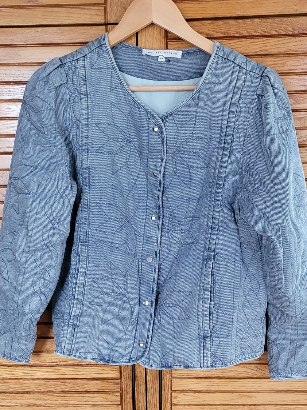 MELISSA NEPTON Light Blue Denim Jacket with Embroidered Detail